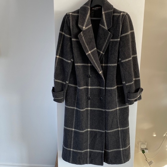 ALORNA vintage wool plaid coat grey gray - Picture 2 of 7